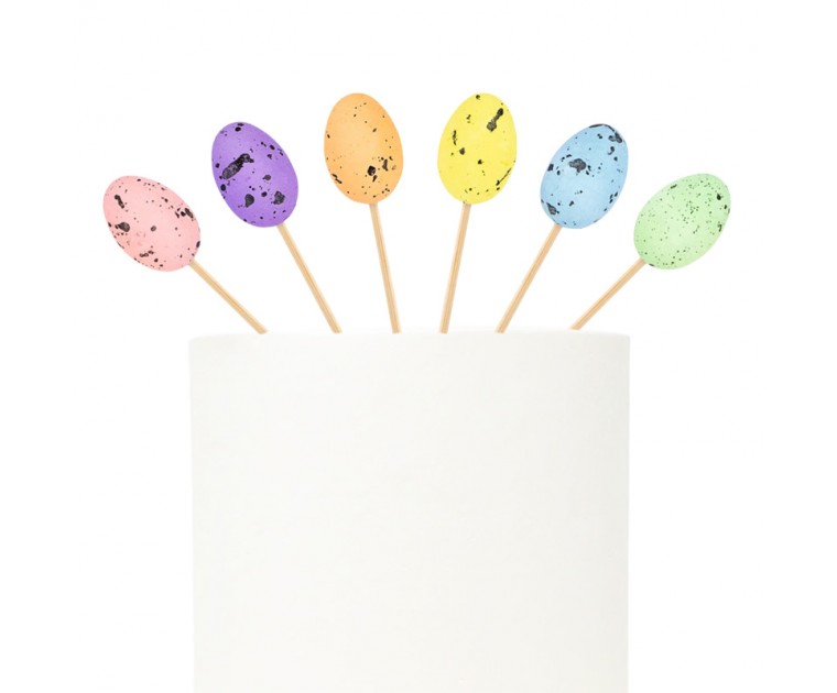36 Picks Decorações Ovos Páscoa coloridos