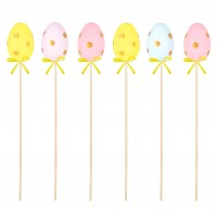 Pack 6 Ovos no palito com bolinhas douradas, 
