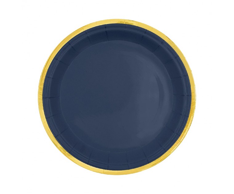 Prato Navy Blue Lista Dourada