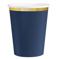 Copos Navy Blue Lista Dourada