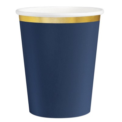 Copos Navy Blue Lista Dourada