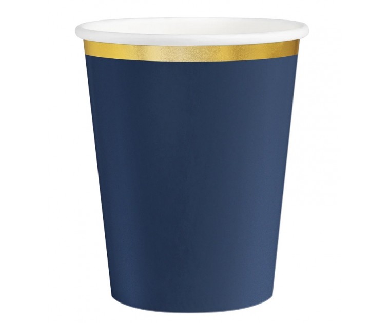 Copos Navy Blue Lista Dourada