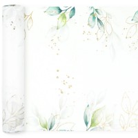 Caminho mesa folhagem com motivo floral dourado