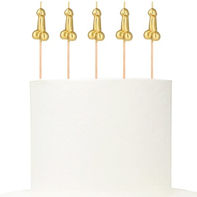 Conj. 5 Velas Douradas Pénis 