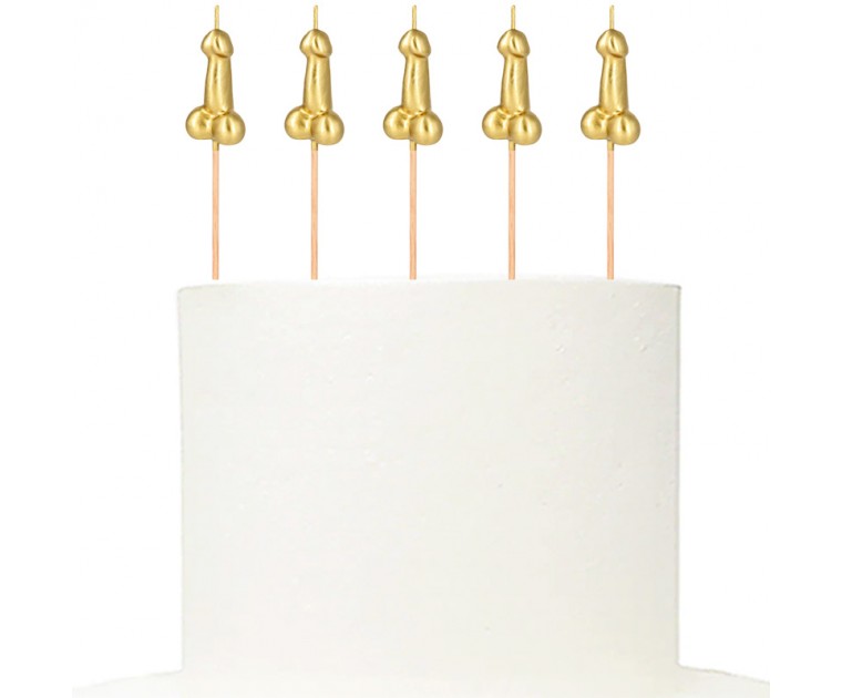 Conj. 5 Velas Douradas Pénis 