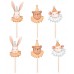 6 Toppers coelho, urso de peluche, rato