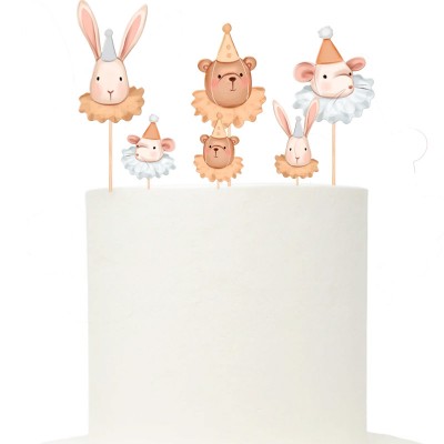 6 Toppers coelho, urso de peluche, rato