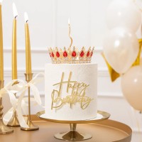 Coroa dourada c/ cristais Vermelhos e Prata 15 cms