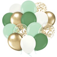 Bouquet Balões Verdes e Dourados c/ confetis