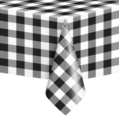 Toalha de mesa xadrez preta e branca 
