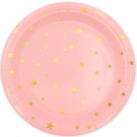 Pratos Rosa com estrelas douradas