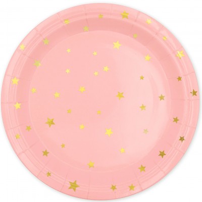 Pratos Rosa com estrelas douradas