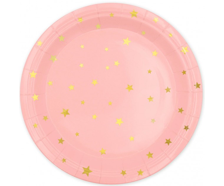 Pratos Rosa com estrelas douradas
