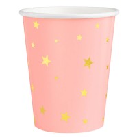 Copos Rosa com estrelas douradas
