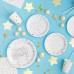 6 Copos Brancos Estrelas Prata