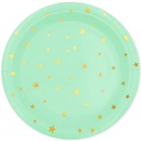 Pratos verde Menta com estrelas douradas