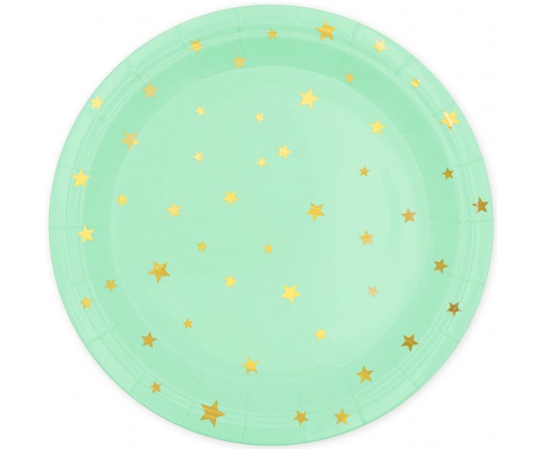 Pratos verde Menta com estrelas douradas