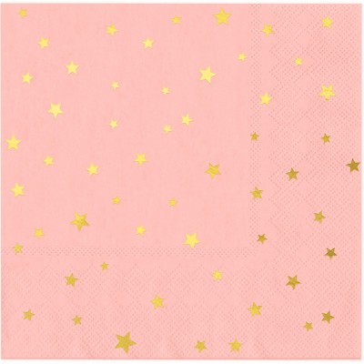 Guardanapos Rosa com estrelas douradas