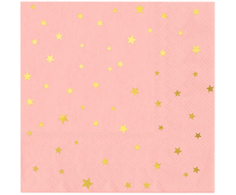 Guardanapos Rosa com estrelas douradas