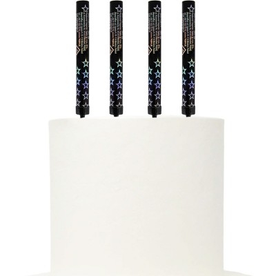 Pack 4 Foguetes Pretos c/ Estrelas Holográficos 12 cms