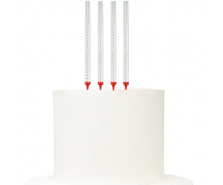 4 Foguetes Prata Holográficos 25 cms