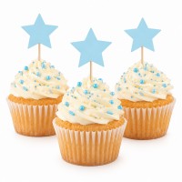 6 Toppers Cup Cakes Estrelas Azuis 6 Toppers Cup Cakes Estrelas Azuis