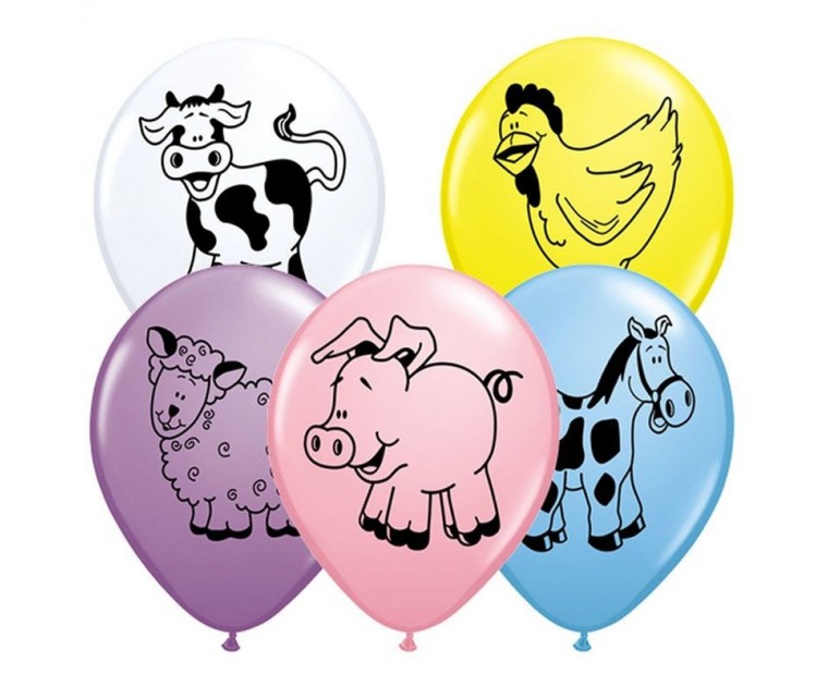 25 Balões Latex Animais da Quinta