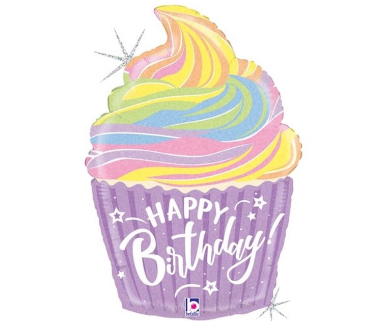 Balão Foil Cup Cake Pastel Colors