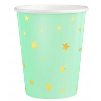Copos verde Menta com estrelas douradas