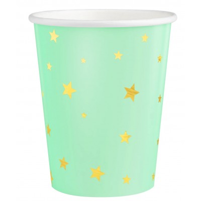 Copos verde Menta com estrelas douradas