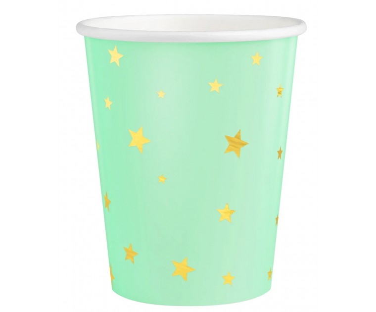 Copos verde Menta com estrelas douradas
