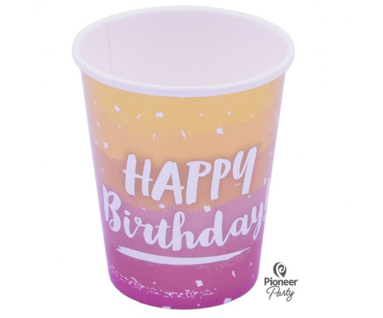 Copos Rose Gold Degradé Happy Birthday