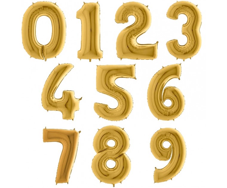 Balões Números Dourado Claro 1 Metro