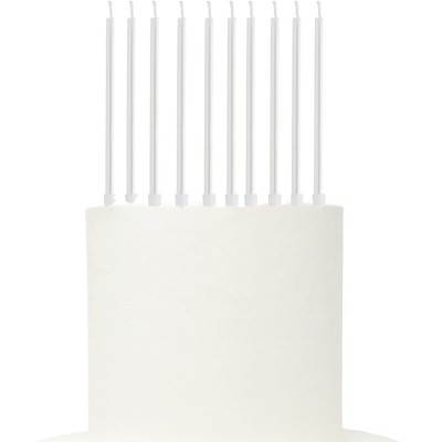 Conj. 12 Velas Brancas Peroladas c/ Suporte
