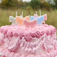 5 Velas Laços Cores Pastel 