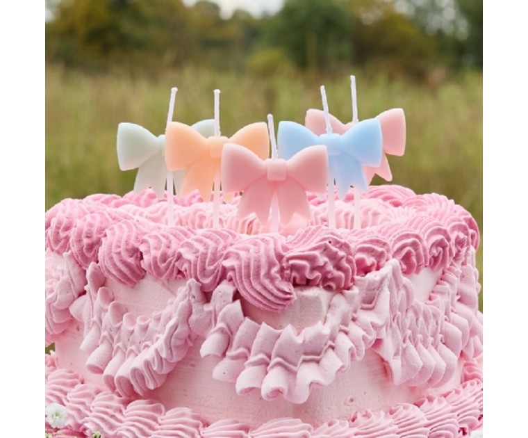 5 Velas Laços Cores Pastel 