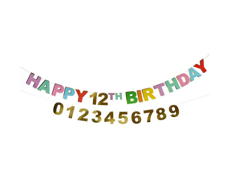 Banner Personalizável Bandeirolas Multicoloridas