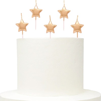 Conj 5 Velas Estrelas Douradas