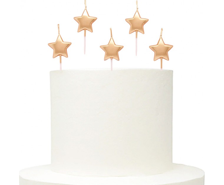 Conj 5 Velas Estrelas Douradas