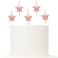 Conj 5 Velas Estrelas Rose Gold