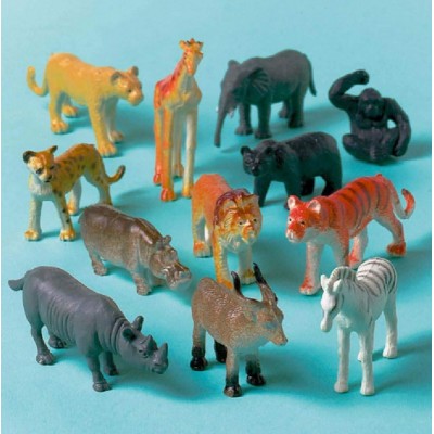 12 Mini Figuras Animais Selva
