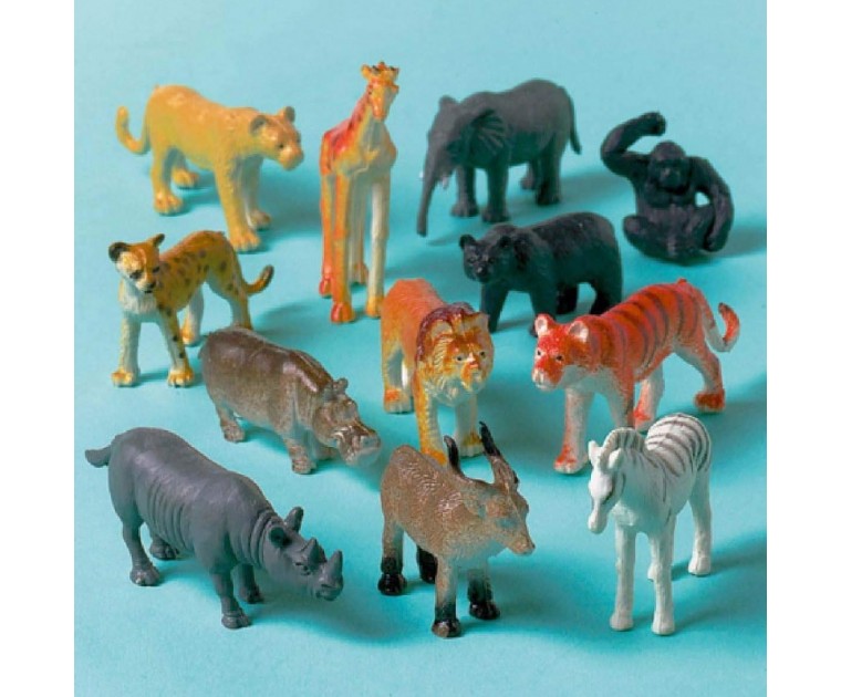12 Mini Figuras Animais Selva