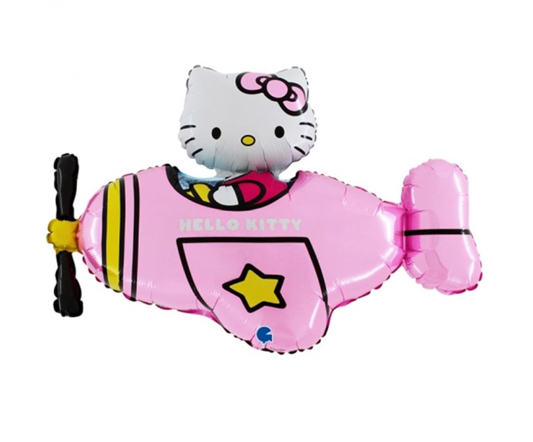 Balão Hello Kitty Avião Rosa