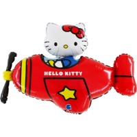 Balão Hello Kitty Avião Vermelho