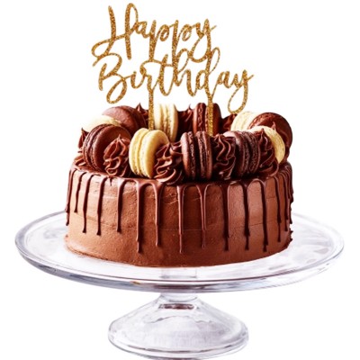 Topo Bolo Acrílico Dourado Happy Birthday