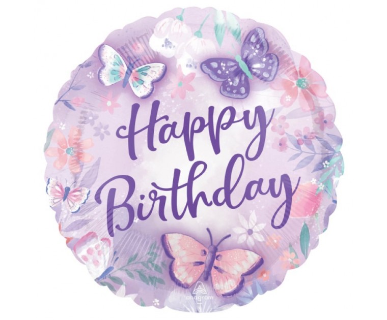 Balão Foil Borboleta Happy Birthday