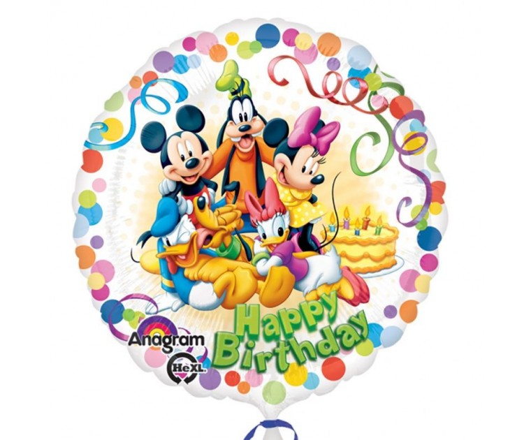 Balão Foil Happy Birthday Mickey e os Amigos