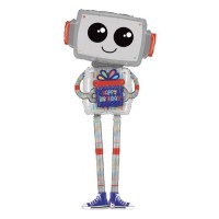 Balão Foil Robot Prenda Happy Birthday 1.52m