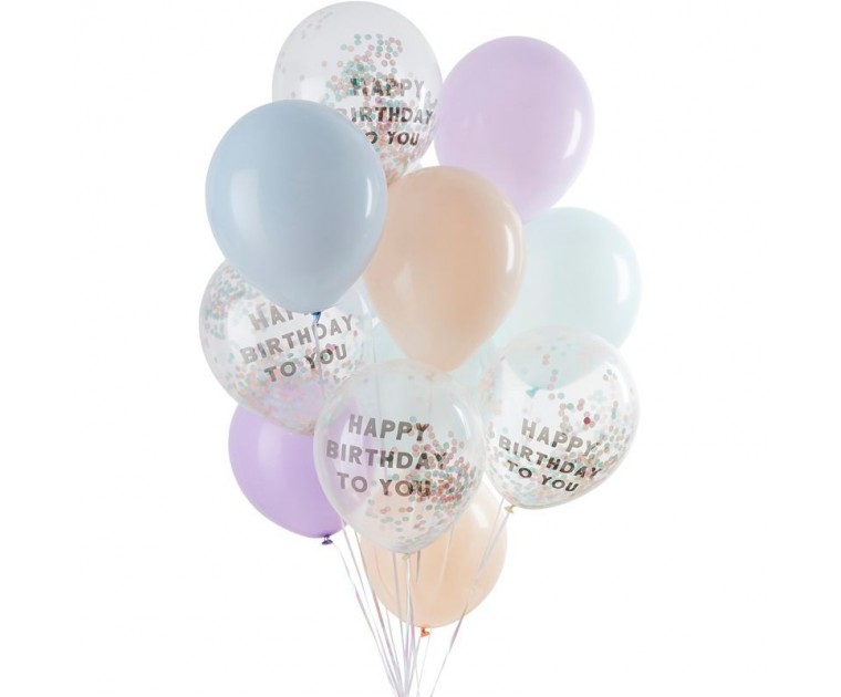 Mix 12 Balões Happy Birthday