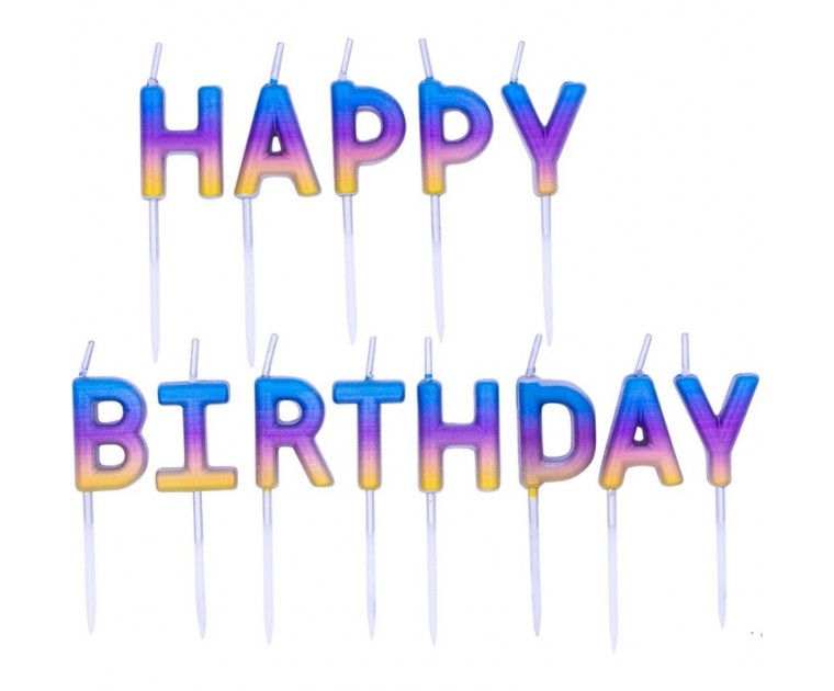 Velas Happy Birthday Ombré